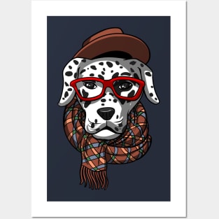 Hipster Dalmatian Dog Wearing Glasses Funny Geek Posters and Art